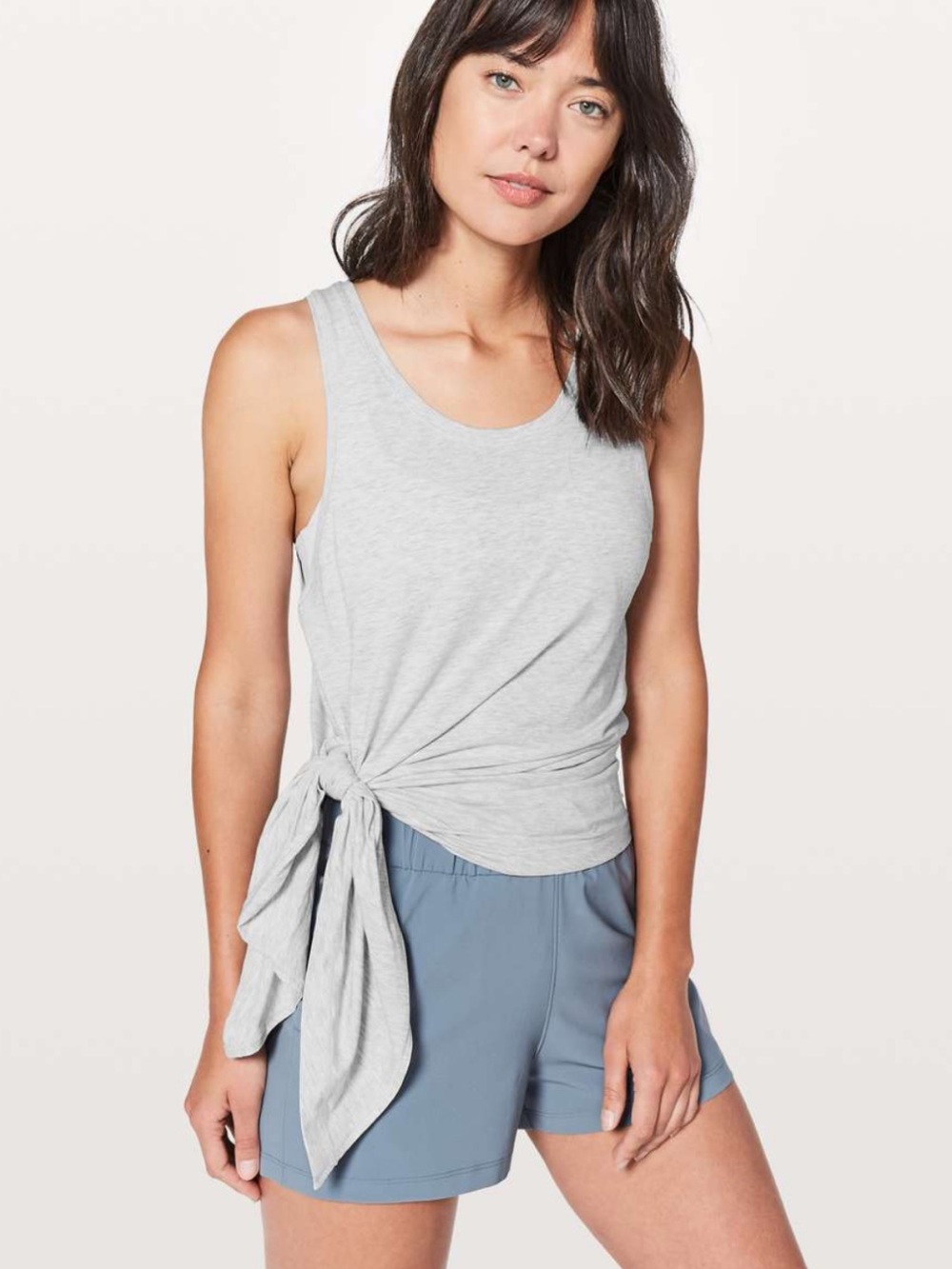 lululemon athletica Light Gray Side-Tie Tank “to the point” size 10/12